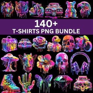 140+ T-Shirt Designs Bundle, Artistic T-Shirt Designs, Colorful Tshirt PNG, Modern T-Shirt for Men Woman Kids, Digital Download