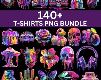 140+ T-Shirt Designs Bundle, Artistic T-Shirt Designs, Colorful Tshirt PNG, Modern T-Shirt for Men Woman Kids, Digital Download