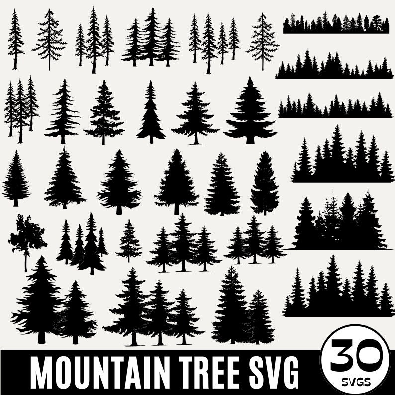 30 Mountain Forest SVG Bundle, Forest Tree svg, Forest svg, Palm Tree svg, Tree Line svg, Landscape svg, Tree Silhouette, Instant Download image 1