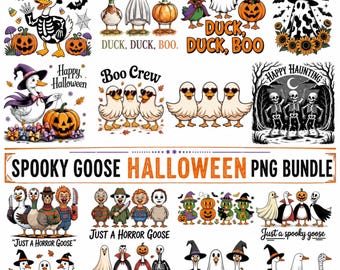 Spooky Goose Halloween Png Bundle, Just a Spooky Goose Png, 26 Funny Goose Skeleton Ghost Bundle, Goose in Halloween, Sublimation Png