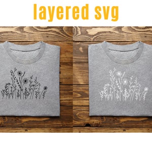 28 Flores silvestres svg, Pacote de flores silvestres svg, Moldura floral svg, Monograma dividido svg, Buquê svg, Floral svg, Natureza svg, Desenho de flores svg imagem 2