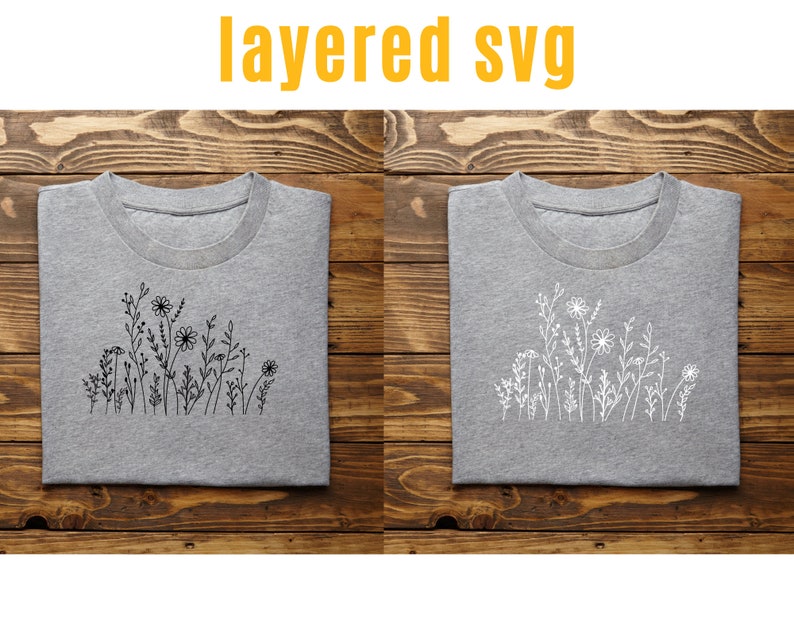 28 Flores silvestres svg, Pacote de flores silvestres svg, Moldura floral svg, Monograma dividido svg, Buquê svg, Floral svg, Natureza svg, Desenho de flores svg imagem 2