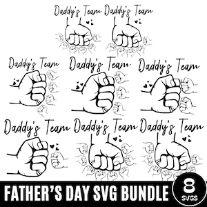 Lot Svg équipe papa, 1-8 poings bosse fête des pères, empreintes de main fête des pères Png, poings bosse famille mains Svg, meilleur papa de tous les temps, sweat-shirt papa