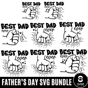 08 Meilleur papa jamais Svg Bundle, Svg de pompe à main de poing du père, Svg fête des pères, papa sweat Png, cadeau pour papa, vie de papa, téléchargement numérique