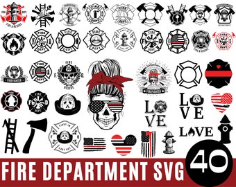 40 FIRE DEPARTMENT SVG Bundle, Fire Dept svg, Firefighter svg, Maltese Cross svg, fireman svg, fire department svg, fire extinguisher svg