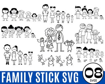 08 Stick family svg bundle, stick family clipart, stick family cut files, cut files for cricut silhouette, png, dxf, eps