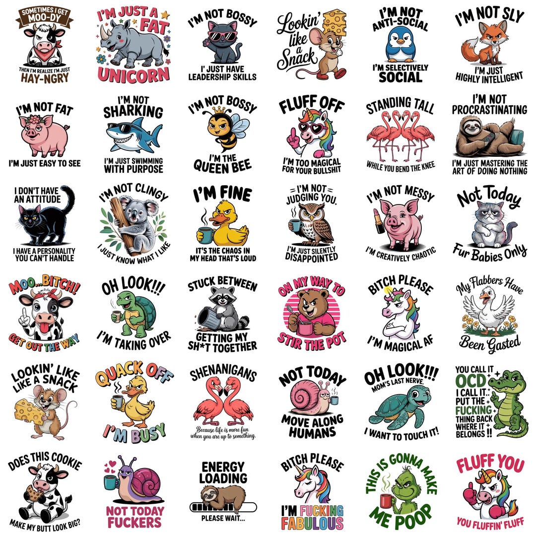 40+ Snarky Animal Quotes PNG Bundle, Funny Animal Quotes Clipart ...