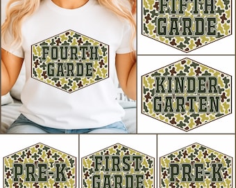 Zurück zu Schule, Jungen Altes Camo Bundle, Kindergarten-Design, Erster Tag PNG, Pre-K bis Dritte Klasse Png, Schuljunge Sublimation, Digitales PNG