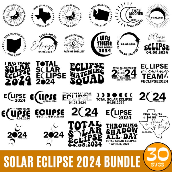Solar Eclipse 2024 Svg Bundle, Solar Eclipse svg, Blacked Out in USA April 8th, Astronomy Svg Png, Path of Totality Cities