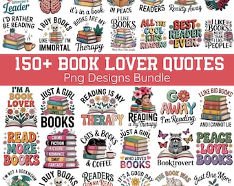 May include: A collection of colorful book-themed quotes and designs, including phrases like "Read More Books," "I Like Books," and "Reading is My Therapy." The image features various fonts and illustrations, perfect for book lovers.