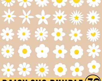 Daisy SVG bundle,  Flower Svg, Floral SVG, Spring Summer Svg, Retro Flower Shapes svg, Hippie Flower SVG, Daisy Split Monogram