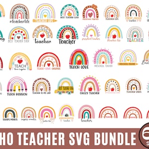 Boho Rainbow Teacher Svg, Teacher Life Svg, Kindergarten Svg, Teacher Love Inspire,  Teacher Quote Svg, teacher vibes svg, best teacher ever