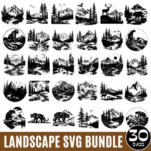 Landscape Svg Bundle, Mountains Svg, Forest Scene Svg, Camping Svg, Adventure svg, Nature Scene Svg, Pine Tree Svg Png, Digital Download
