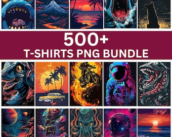 Bundel met 500+ T-shirtontwerpen, kleurrijke tshirt PNG, artistieke T-shirtontwerpen, modern T-shirt voor mannen vrouw kinderen, digitale download