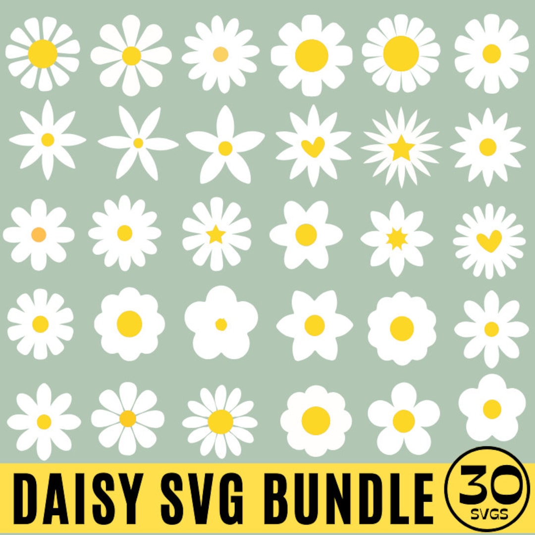 Daisy SVG Bundle, Daisy Flower Svg, Floral SVG, Retro Flower