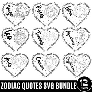 Sternzeichen-Svg-Bundle, Sternzeichen-Herz Svg, Horoskop SVG-Bundle, Sternzeichen Geschenk für Mama, Papa, positive Sternzeichen-Shirts, Sternzeichen-Svg-Designs