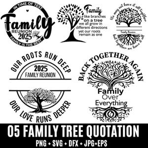 Arbre généalogique avec citation svg, réunion de famille 2025 svg, arbre de vie svg, Our Love Runs Deeper, Our Run Deep, Arbre avec racines SVG
