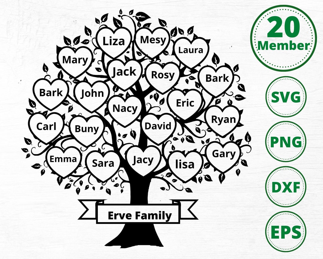 Family Tree Svg 20 Members Family Reunion Svg Tree Split - Etsy