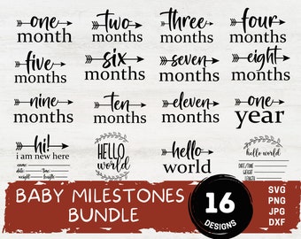 Baby Milestone SVG, Baby milestone rounds svg, monthly milestone svg, baby svg, newborn sign svg, baby announcement svg, birth stats svg