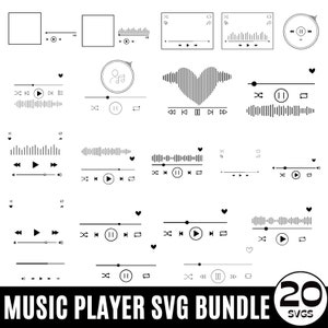 Music Player SVG Bundle, Music Player Display, Music Player CUt Files, Play Buttons Svg, Album Song Cover, Song Player Svg, Digital Download