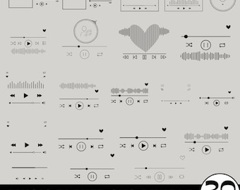 Muziekspeler SVG-bundel, Muziekspelerweergave, Muziekspeler CUt-bestanden, Afspeelknoppen Svg, Album Song Cover, Song Player Svg, Digitale download