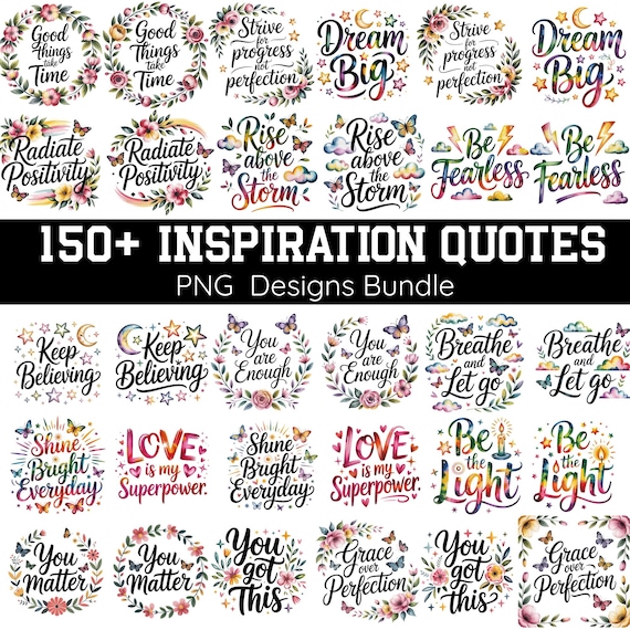 150+ Inspiration Quotes Png, Motivational Png Bundle, Positive Quote, Affirmation Png,Cute Inspirational, Saying Png, Funny Quotes cut files