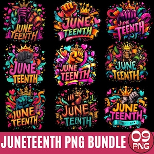 09 Juneteenth PNG Bundle, Afrocentric Juneteenth Designs, Colorful Pride Sublimation for T-Shirts, Mugs, Crafts & Prints