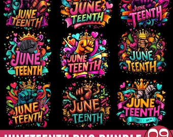 09 Juneteenth PNG Bundle, Afrocentric Juneteenth Designs, Colorful Pride Sublimation for T-Shirts, Mugs, Crafts & Prints, Digital Download