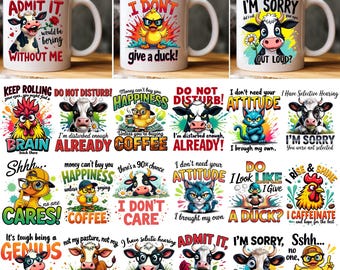 33 Sarcastic Coffee Mug Sublimation Bundle, Funny Coffee Mug, Funny Cow Mug,  Funny Quotes Mug, Funny Mug Design, Coffee Lover Mug