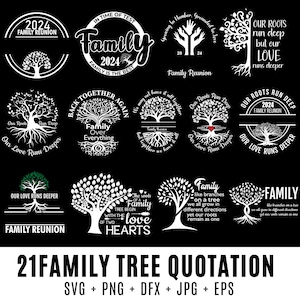 Family reunion 2024 svg bundle, Our Love Runs Deeper, Our Roots Run Deep, tree of life, family tree with quotation svg, Tree with roots SVG