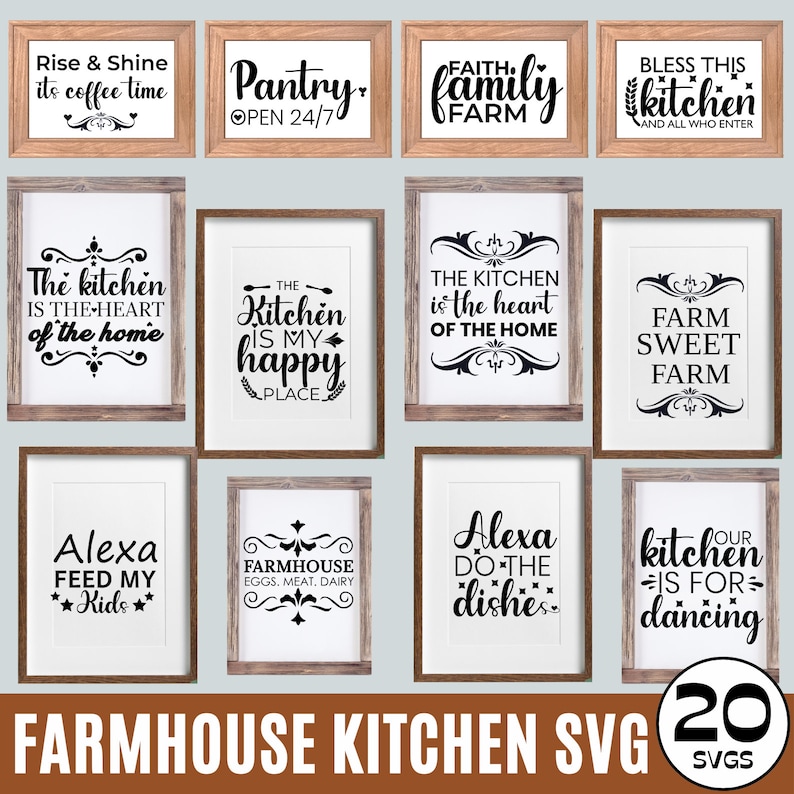 20 Farmhouse Kitchen Svg Bundle, Farmhouse Sign Svg, Kitchen Farmhouse ...