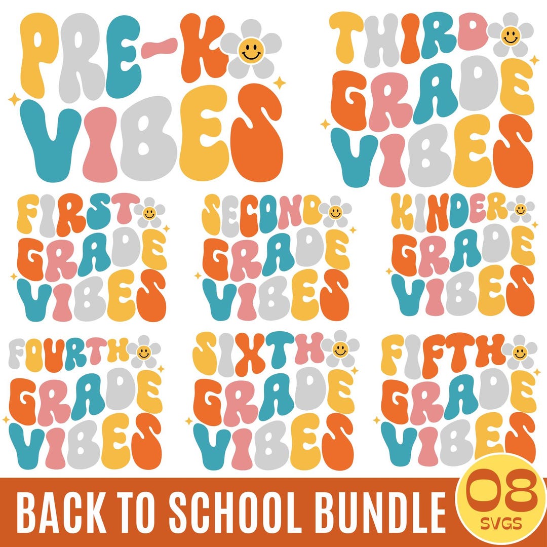 Back to School Svg Bundle, Pre Grade Svg, 1st, 2nd, 3rd Grade Png ...