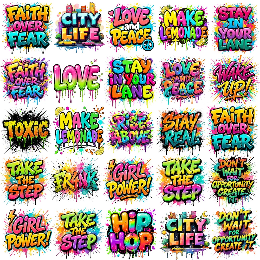 Graffiti PNG Bundle, Street Art Sublimation PNG, Urban Spray Paint ...