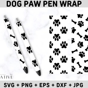 Dog Paw pen wrap, pen wrap SVG png, pen wraps patronen, glitter pen digitale sjabloon, pen wraps voor vinyl, epoxy pen wrap, instant download