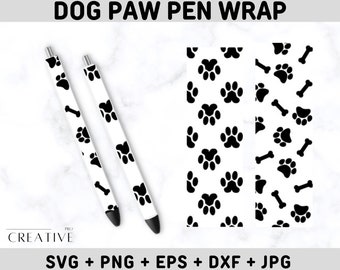Envoltura para bolígrafo con forma de pata de perro, envoltura para bolígrafo SVG PNG, patrones de envolturas para bolígrafos, plantilla digital para bolígrafo con brillantina, envolturas para bolígrafos de vinilo, envoltura para bolígrafo con epoxi, descarga instantánea