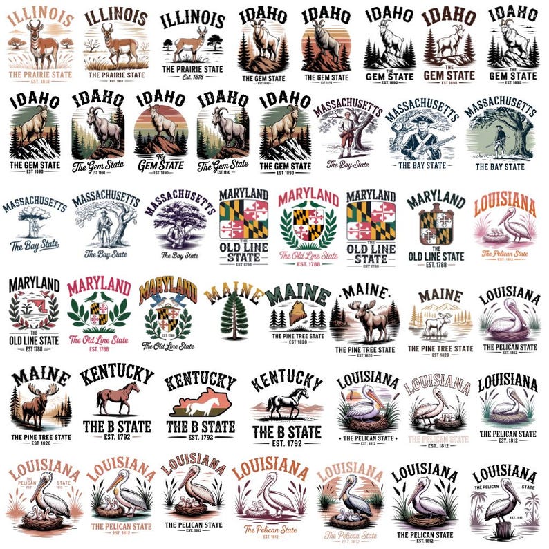 200+ US States Cityscape Designs, Retro State Landmark Tshirt Designs ...