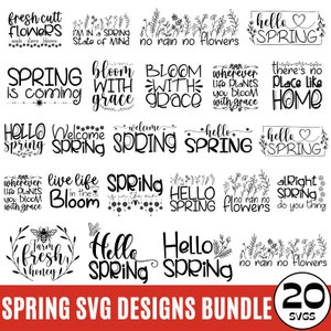 Spring SVG Bundle, Hello Spring SVG, Welcome Spring svg, Floral svg, Spring Shirt SVG, Cricut Cut Files, Spring Quote svg, Digital Download