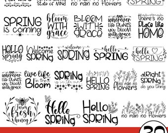 Spring SVG Bundle, Hello Spring SVG, Welcome Spring svg, Floral svg, Spring Shirt SVG, Cricut Cut Files, Spring Quote svg, Digital Download