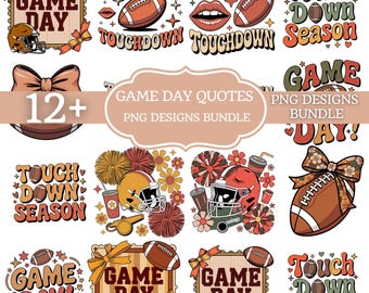 Football PNG Bundle, Touchdown, Game Day, Football Mama, Fall Sports, Football Season Clipart, Sport PNG, Coquette Football png. Digital Png