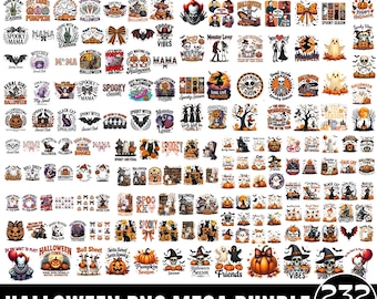 232 Halloween PNG Bundle, Vintage & Horror Halloween Sublimation Designs, Mega Halloween Decor Clipart, Spooky Character PNG