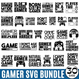 Gamer SVG Bundle, Gaming svg, Videospiele svg, Game Controller svg, Videospiele svg, lustige Gamer Sprüche, Gamer Zitate svg, Cricut Cut