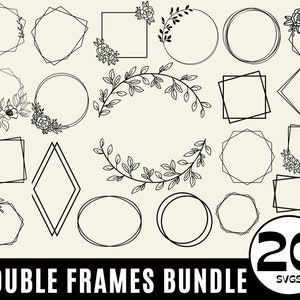 Double Frame SVG, Square Frame Bundle, Double Border, Rectangle, Circle Frame,Doodle,Cricut,Silhouette,Commercial use,Instant download
