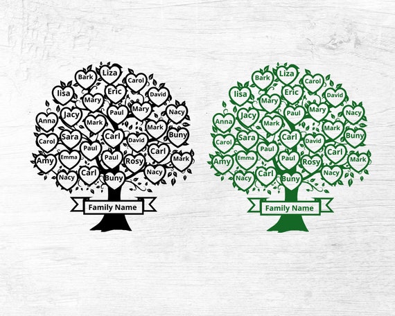 Family Tree Svg 30 Members, Family Heart Tree Svg, Family Reunion