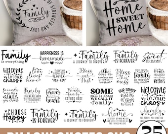 Pillow Quotes SVG Bundle, Welcome Home Sign SVG, Family Svg, Throw Pillow Design, Door Hanger, Pillow Svg Designs, Cricut Files Silhouette
