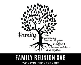 Diseño de camiseta SVG con nuestras raíces profundas - Árbol de reunión familiar SVG personalizado con nombre de familia - árbol de la vida svg
