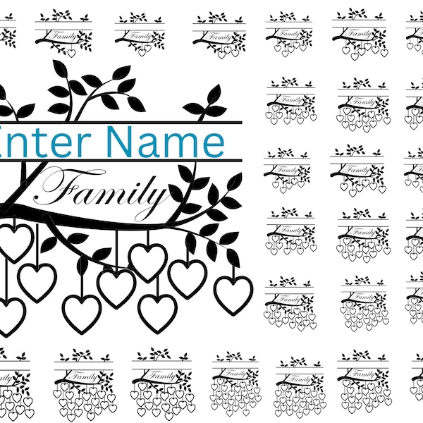 1 to 30 Family Heart Tree Svg,  Tree of life svg, family tree wall art, love tree svg, Family Tree branch Heart frame Svg, Tree Monogram svg