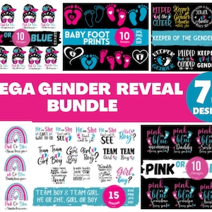 Pacote de 75 Mega Gender Reveal Svg, Chá de Bebê SVG, Gravidez SVG, Equipe Menino svg, Equipe Menina svg, Novo Bebê svg, Gênero Revelação png, rosa ou azul