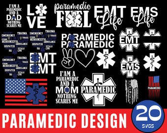 Paramedic Bundle svg, EMT svg, love svg, EMS life svg, Ambulance Emblem, Digital Medical Silhouette Svg, Star of Life, Usa flags.