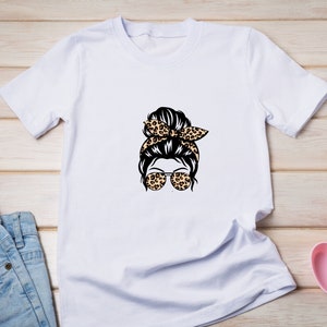 Leopard Messy Bun SVG, Mom Life SVG, Leopard Messy Bun haar svg, Messy Bun schedel svg, Messy Bun Cut bestand Cricut, Silhouet, Dxf, Svg afbeelding 9