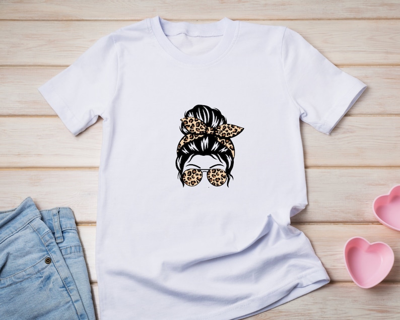 Leopard Messy Bun SVG, Mom Life SVG, Leopard Messy Bun haar svg, Messy Bun schedel svg, Messy Bun Cut bestand Cricut, Silhouet, Dxf, Svg afbeelding 9